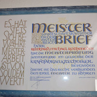 Meisterbrief der Kfz-Werksatt Rotheneder